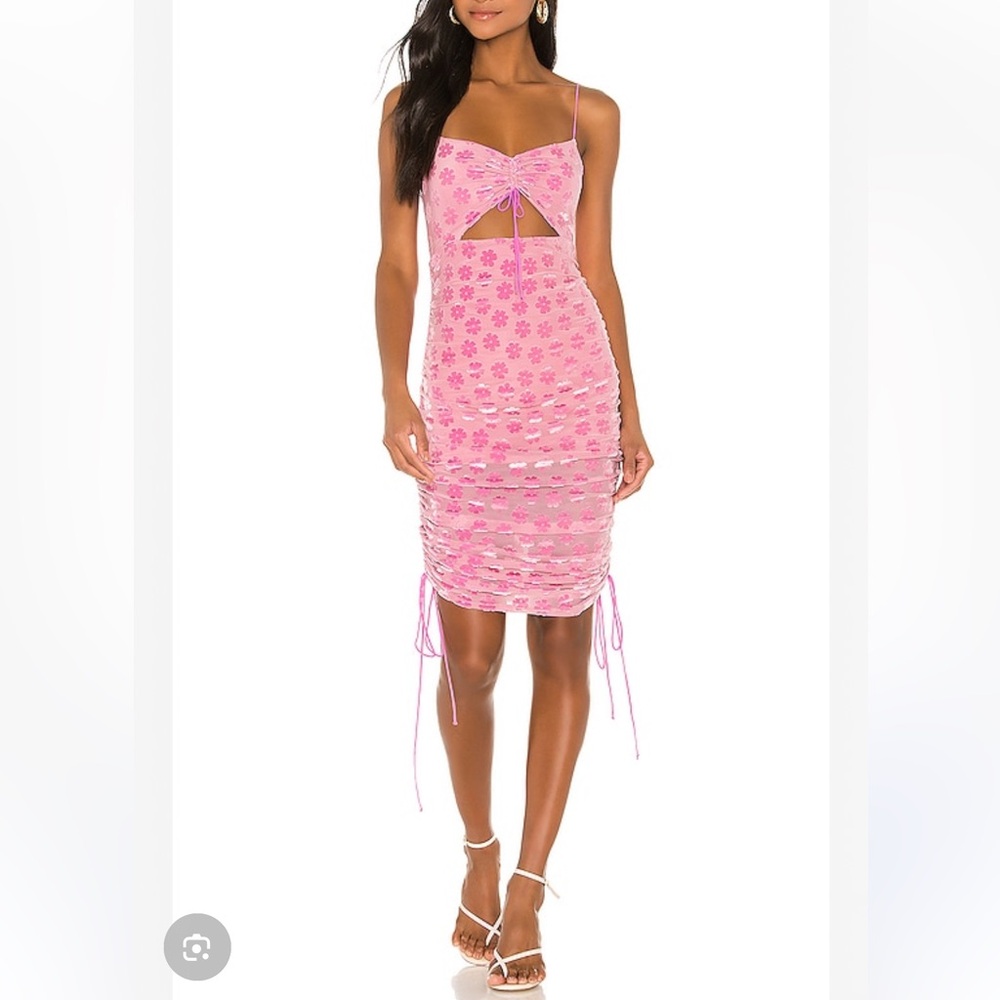NWT For Love and Lemons Lusk Pink Velvet Midi Dress Size XS